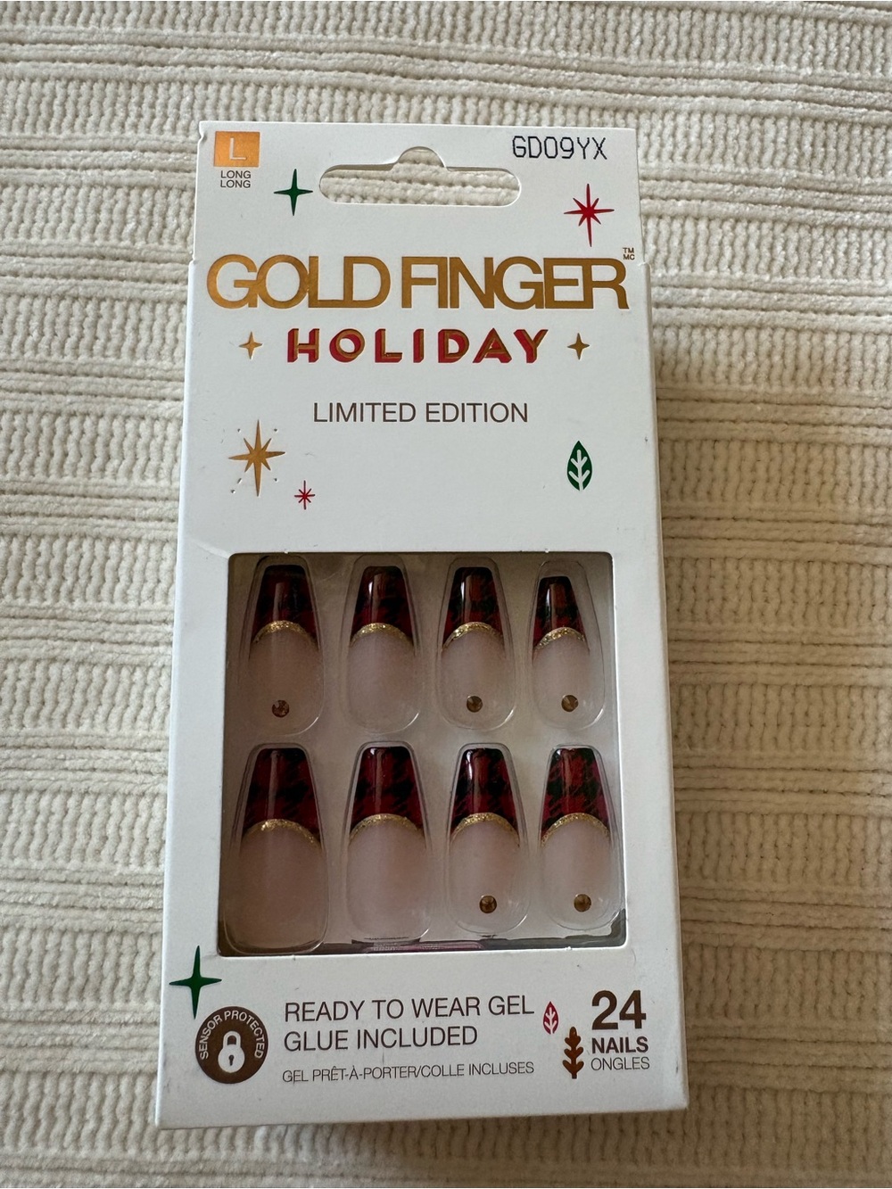 Kiss Gold Finger Holiday Red & Gold Press-On Gel Nails